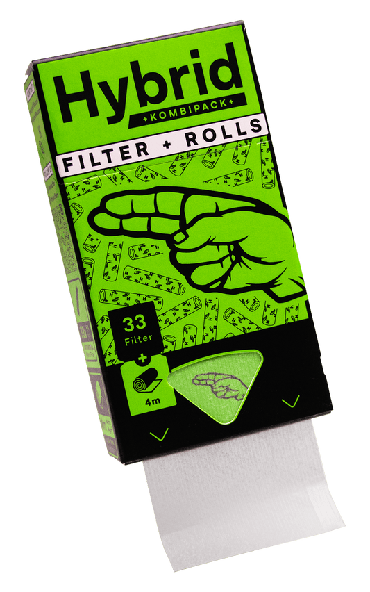 DISPLAY 12 cajas de Kombipack -33x Hybrid Supreme Filters + 4m Rollo de papel